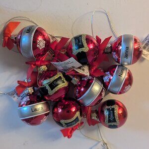 NWT 9 Mini Christmas Tree Ornaments Names Santa Snowflake Michaels Holiday Decor